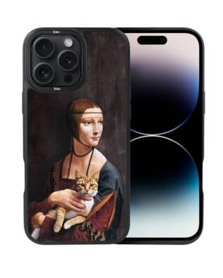 Etui do iPhone 14 Pro IBIZU DropGuard Matt z MagSafe, Leonardo Da Vinci, dama z kotem