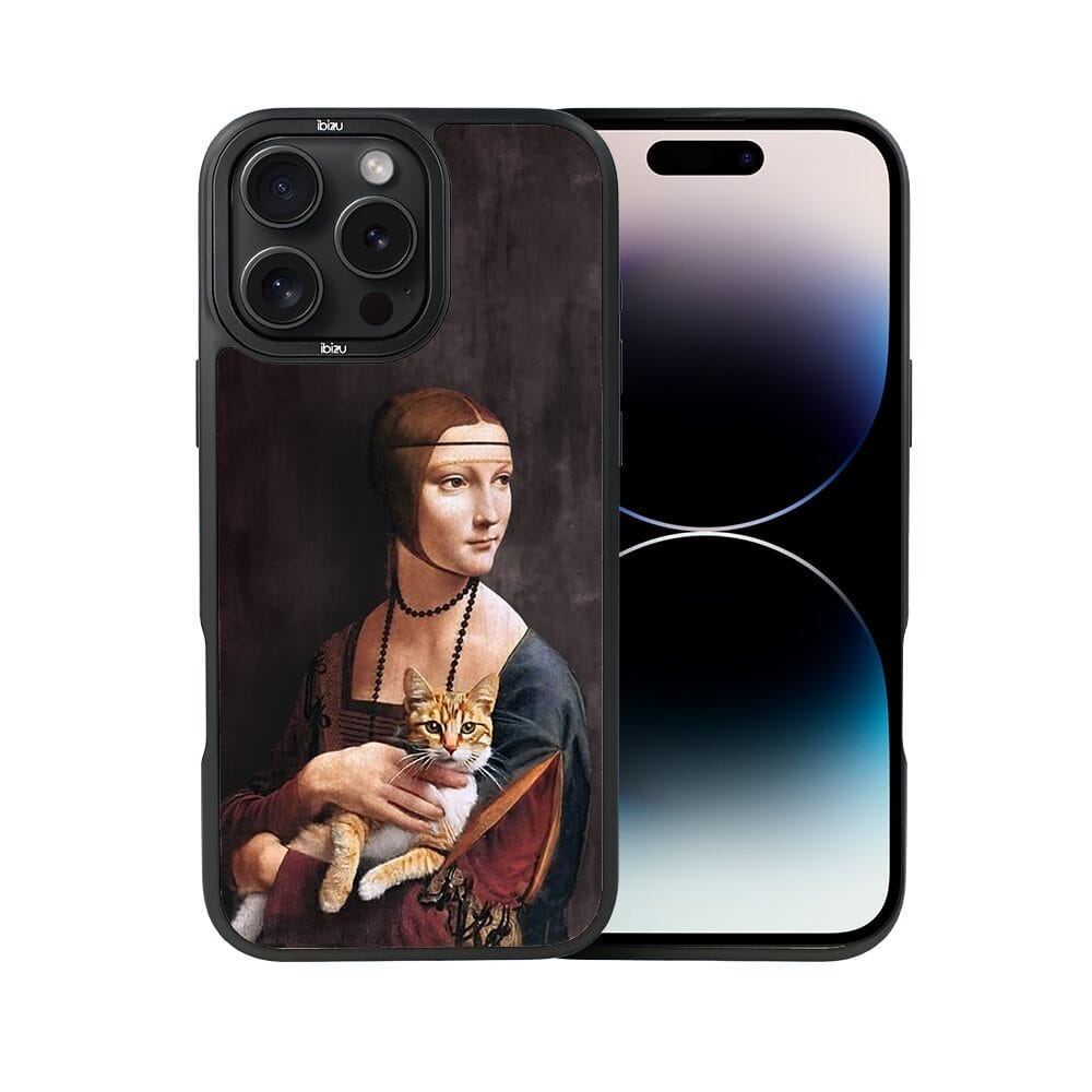 Etui do iPhone 14 Pro IBIZU DropGuard Matt z MagSafe, Leonardo Da Vinci, dama z kotem - obrazek 2