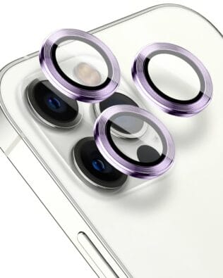 Metalowa osłona obiektywu aparatu ze szkła hartowanego 9H do iPhone 12 Pro, 1 zestaw, fioletowa