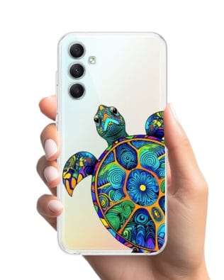 Etui do Samsung Galaxy A34 5G przeźroczyste, silikonowe Flexi, Dzika Mandala, Żółw