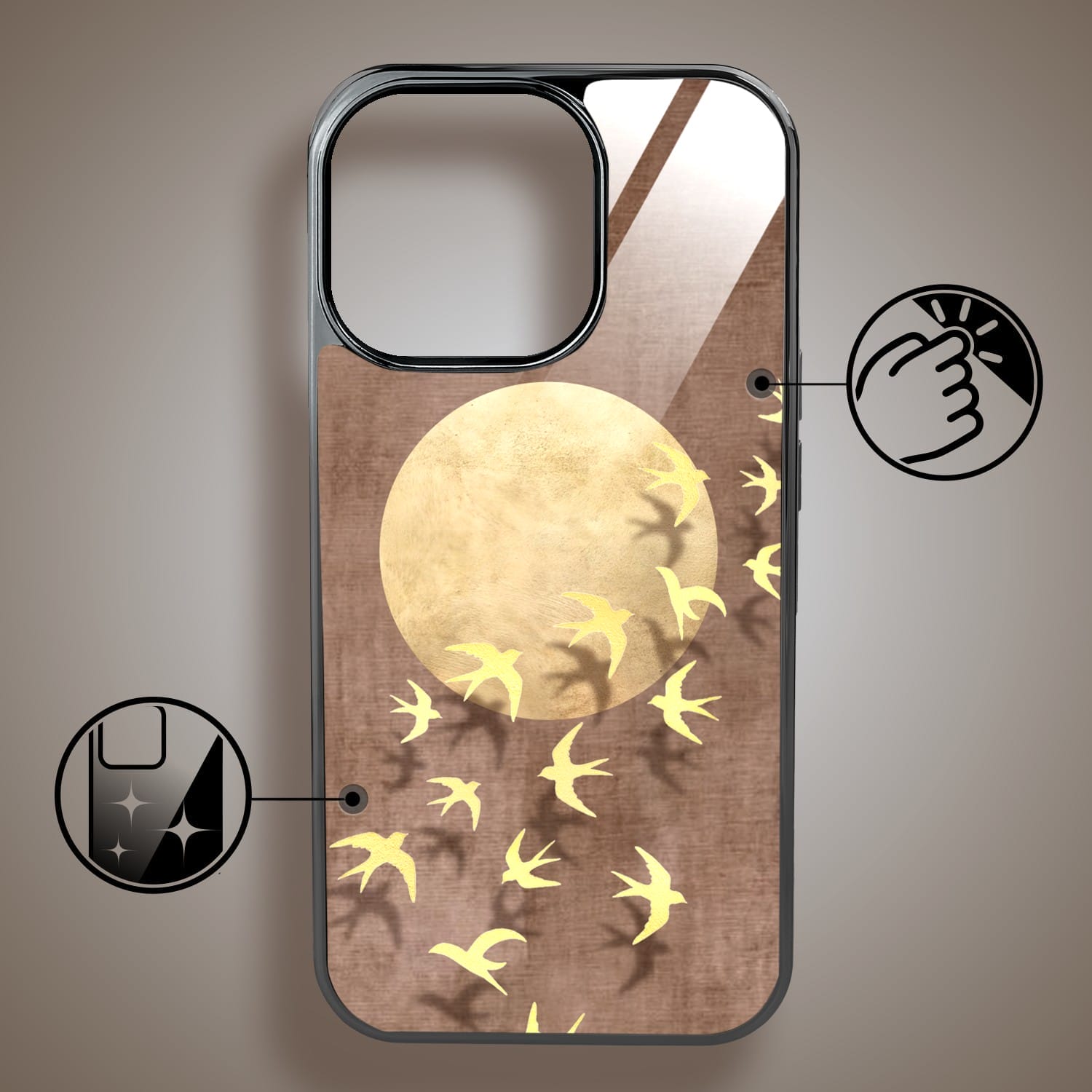 Etui do iPhone 16 Pro Max IBIZU Elite Glass z MagSafe Magia Azji, Taniec jaskółek, czarne - obrazek 2