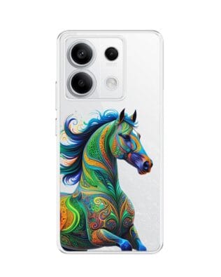 Etui do Xiaomi Redmi Note 13 Pro 5G przeźroczyste, silikonowe Flexi, Dzika Mandala, Koń