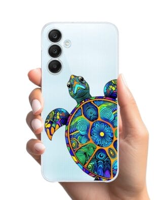 Etui do Samsung Galaxy A35 5G przeźroczyste, silikonowe Flexi, Dzika Mandala, Żółw