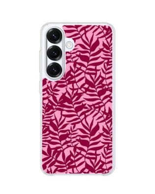 Etui do Samsung Galaxy S25 z MagSafe przeźroczyste, silikonowe Flexi, bordowe liście