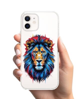 Etui do iPhone 12 Mini przeźroczyste, silikonowe Flexi, Dzika Mandala, Lew
