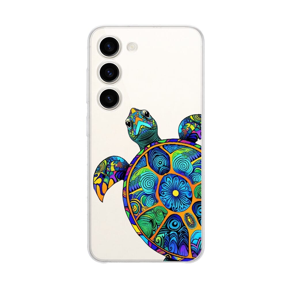 Etui do Samsung Galaxy S23 przeźroczyste, silikonowe Flexi, Dzika Mandala, Żółw