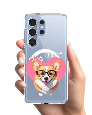 Etui do Samsung Galaxy S25 Ultra z MagSafe przeźroczyste, silikonowe Flexi, Puppy Love, pies rasy Corgi