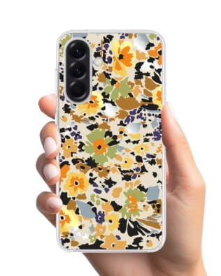 Etui do Samsung Galaxy A56 5G z MagSafe przeźroczyste, silikonowe Flexi, malowane kwiatki