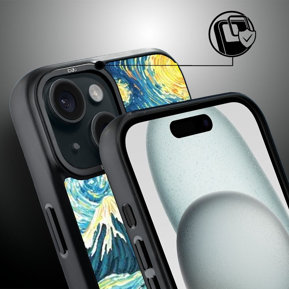 Etui do iPhone 15 Plus IBIZU DropGuard Matt z MagSafe, Van Gogh, gwieździsta noc - obrazek 3