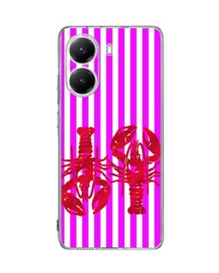 Etui do Xiaomi POCO X7 Pro przeźroczyste, silikonowe Flexi, kraby z różowymi paskami