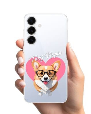 Etui do Samsung Galaxy S25 Plus przeźroczyste, silikonowe Flexi, Puppy Love, pies rasy Corgi