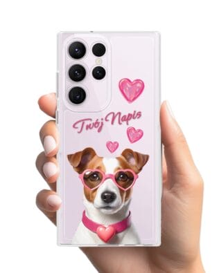 Etui do Samsung Galaxy S23 Ultra przeźroczyste, silikonowe Flexi, Puppy Love, pies rasy Jack Russell Terrier