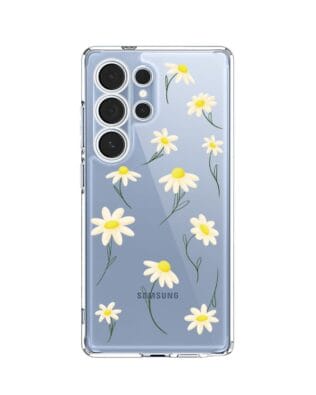 Etui do Samsung Galaxy S25 Ultra przeźroczyste, silikonowe Flexi, stokrotki