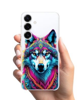 Etui do Samsung Galaxy S25 Plus przeźroczyste, silikonowe Flexi, Dzika Mandala, Wilk