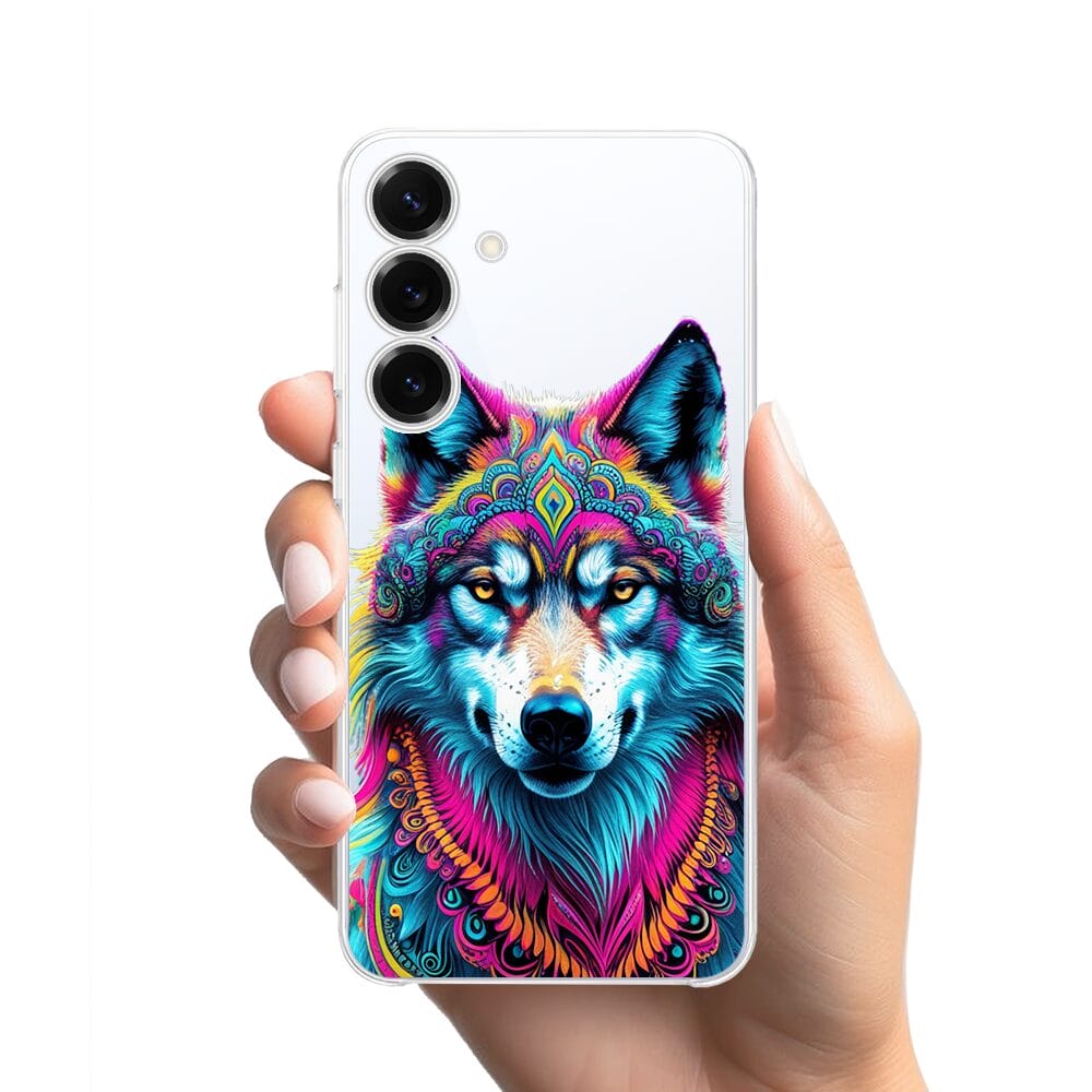 Etui do Samsung Galaxy S25 Plus przeźroczyste, silikonowe Flexi, Dzika Mandala, Wilk - obrazek 2