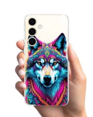 Etui do Samsung Galaxy S24 Plus przeźroczyste, silikonowe Flexi, Dzika Mandala, Wilk