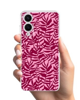 Etui do Samsung Galaxy S25 Edge przeźroczyste, silikonowe Flexi, bordowe liście