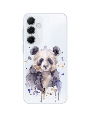 Etui do Samsung Galaxy A55 5G przeźroczyste, silikonowe Flexi, Akwarelowe Zoo, Panda