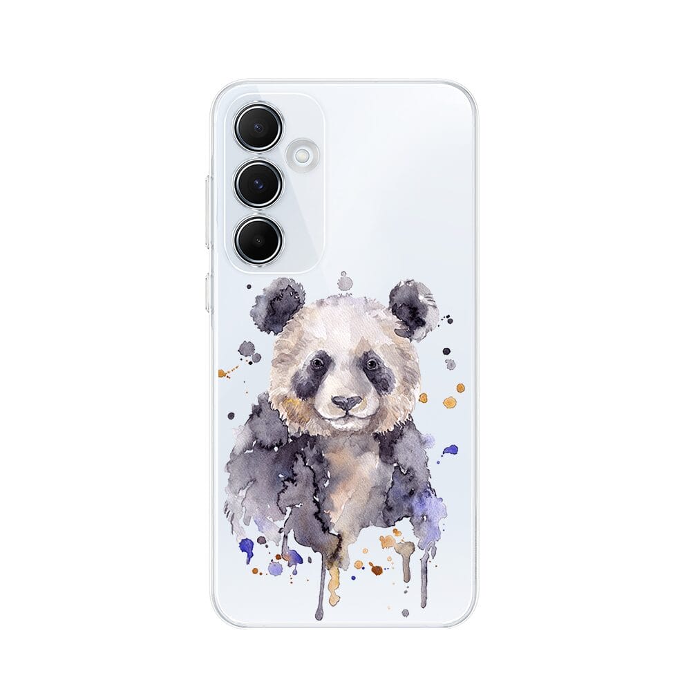 Etui do Samsung Galaxy A55 5G przeźroczyste, silikonowe Flexi, Akwarelowe Zoo, Panda