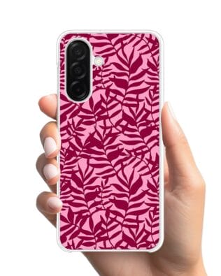 Etui do Samsung Galaxy A26 5G z MagSafe przeźroczyste, silikonowe Flexi, bordowe liście