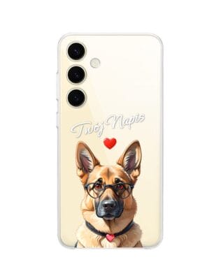 Etui do Samsung Galaxy S24 przeźroczyste, silikonowe Flexi, Puppy Love, pies rasy Owczarek Niemiecki