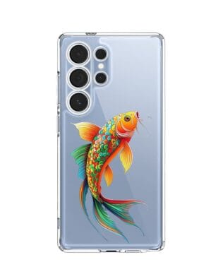 Etui do Samsung Galaxy S25 Ultra przeźroczyste, silikonowe Flexi, Dzika Mandala, Złota ryba