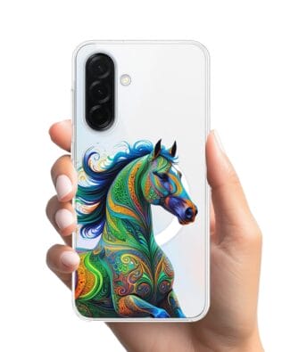 Etui do Samsung Galaxy A36 5G z MagSafe przeźroczyste, silikonowe Flexi, Dzika Mandala, Koń