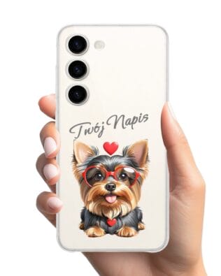 Etui do Samsung Galaxy S23 FE 5G przeźroczyste, silikonowe Flexi, Puppy Love, pies rasy York