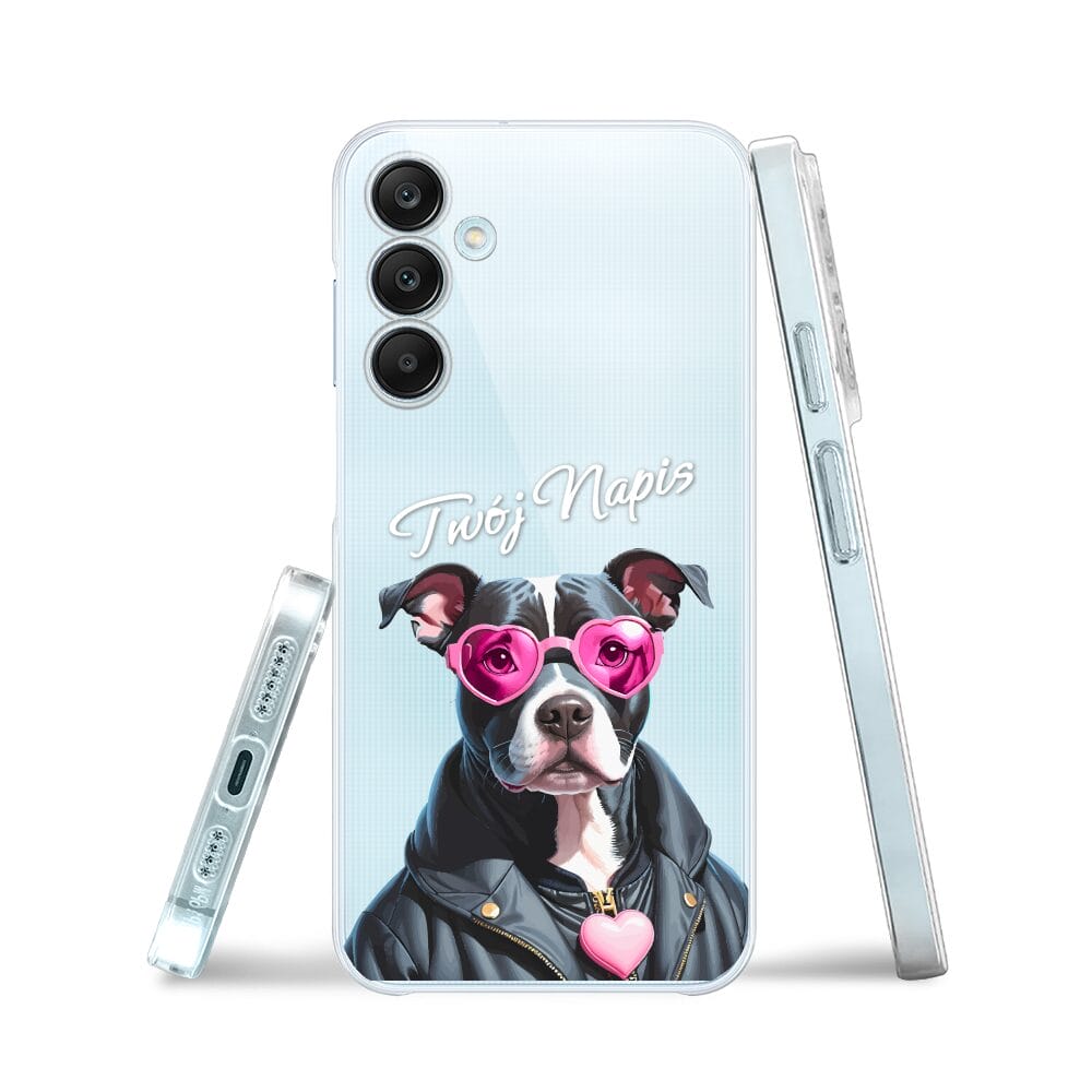 Etui do Samsung Galaxy M35 5G przeźroczyste, silikonowe Flexi, Puppy Love, pies rasy Amstaff - obrazek 3