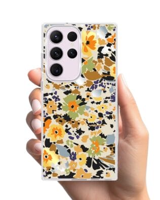 Etui do Samsung Galaxy S23 Ultra z MagSafe przeźroczyste, silikonowe Flexi, malowane kwiatki