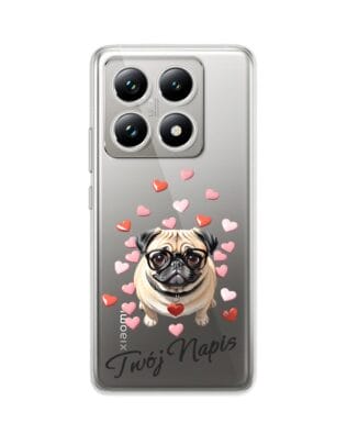 Etui do Xiaomi 14T przeźroczyste, silikonowe Flexi, Puppy Love, pies rasy Mops