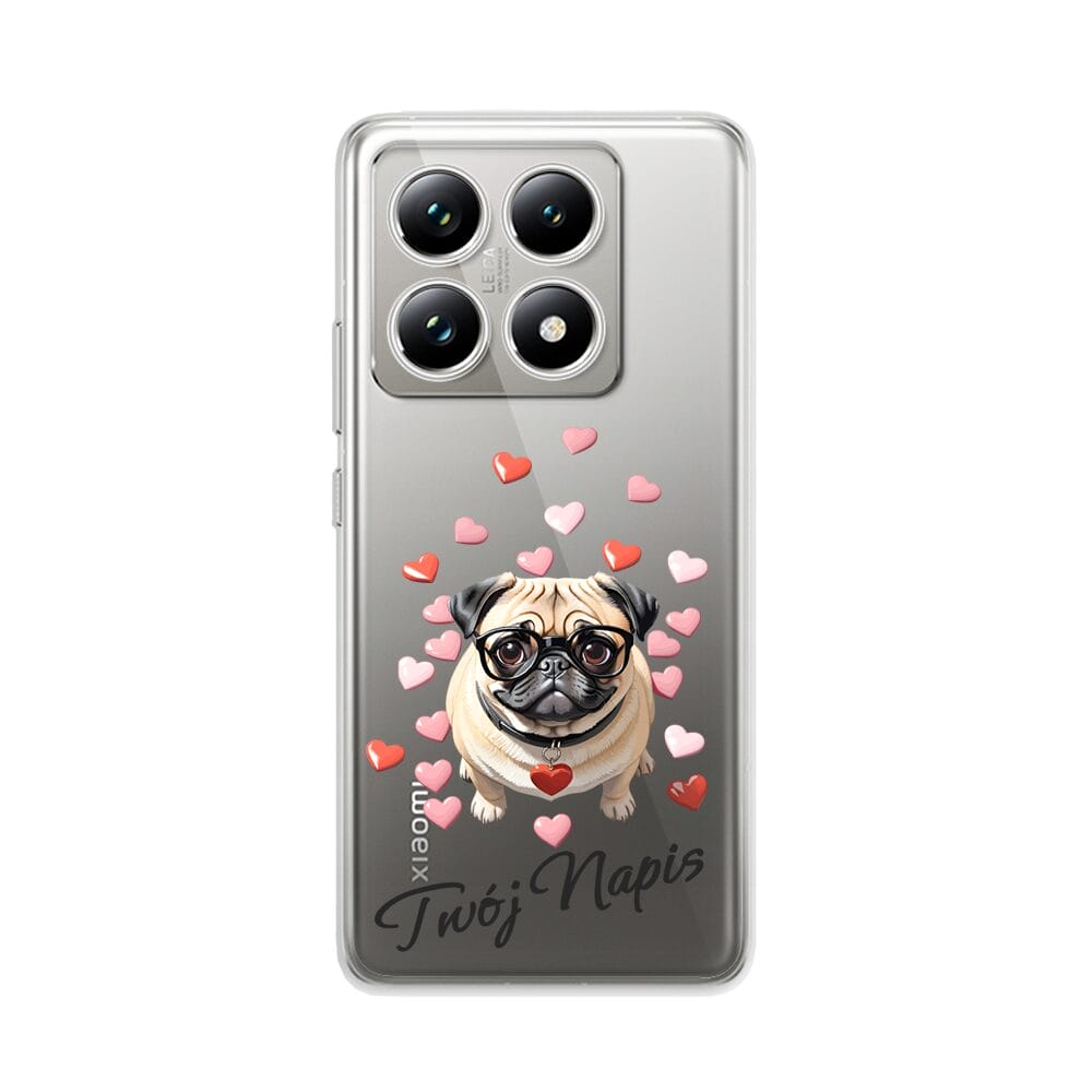 Etui do Xiaomi 14T przeźroczyste, silikonowe Flexi, Puppy Love, pies rasy Mops