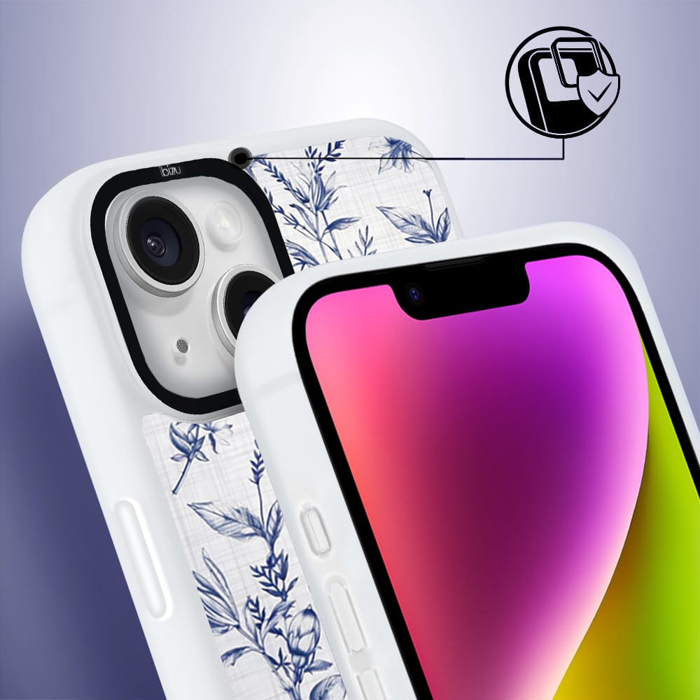 Etui do iPhone 14 Plus IBIZU DropGuard Matt z MagSafe, Pastel Bloom, Lazurowe szepty BIAŁE - obrazek 3