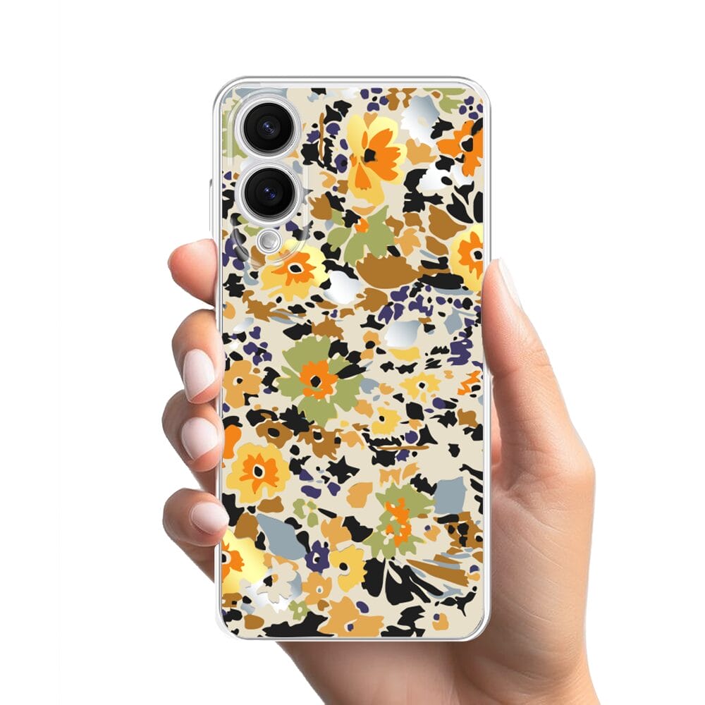 Etui do Samsung Galaxy S25 Edge przeźroczyste, silikonowe Flexi, malowane kwiatki - obrazek 2