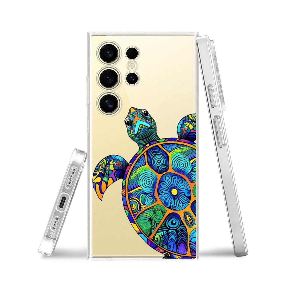 Etui do Samsung Galaxy S24 Ultra przeźroczyste, silikonowe Flexi, Dzika Mandala, Żółw - obrazek 3