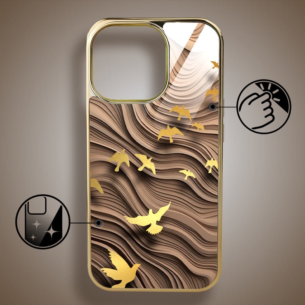 Etui do iPhone 16 Pro IBIZU Elite Glass z MagSafe Zwierzęta, Piaskowa odyseja, złote - obrazek 2