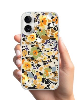 Etui do iPhone 16 przeźroczyste, silikonowe Flexi, malowane kwiatki