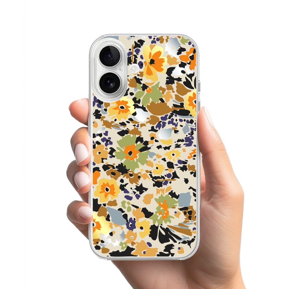 Etui do iPhone 16 przeźroczyste, silikonowe Flexi, malowane kwiatki - obrazek 2