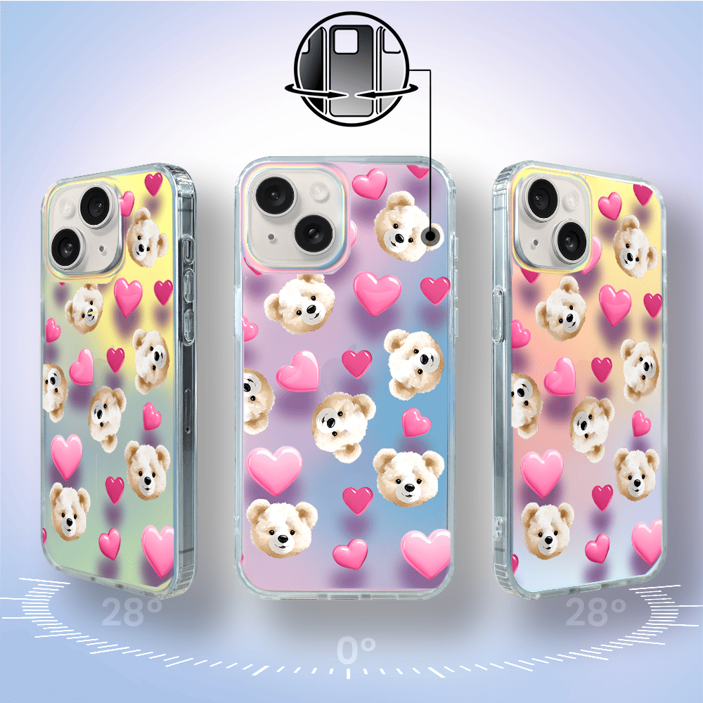 Etui do iPhone 14 IBIZU California Sunset z MagSafe, zmieniające kolor, Love Mood, miś i serduszka - obrazek 6