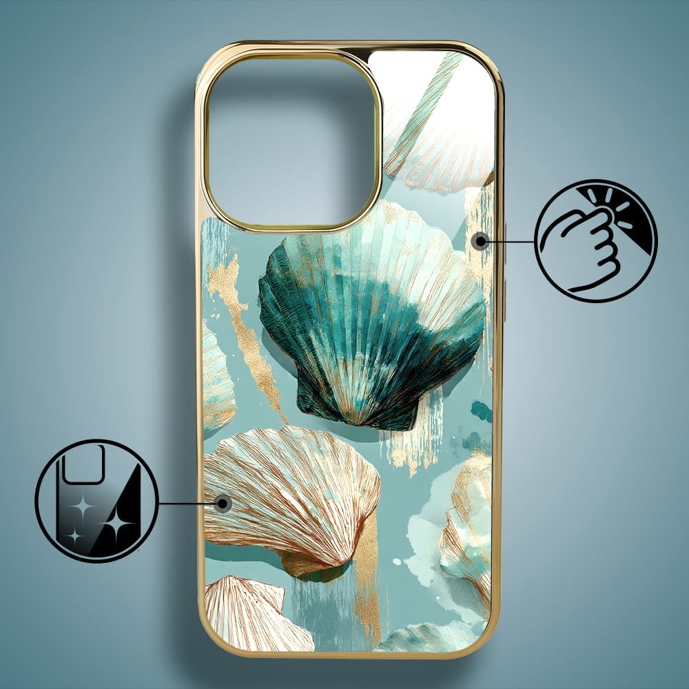 Etui do iPhone 16 Pro Max IBIZU Elite Glass z MagSafe Morze, Turkusowy skarb, złote - obrazek 2