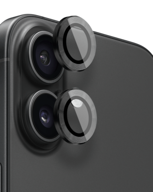 Metalowa osłona obiektywu aparatu ze szkła hartowanego 9H do iPhone 16, 1 zestaw, czarna