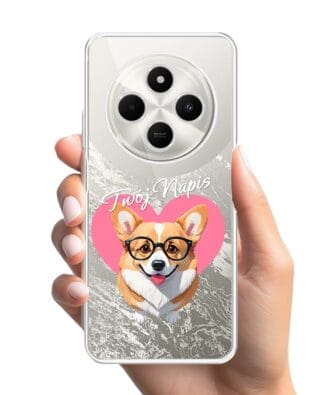 Etui do Xiaomi POCO C75 przeźroczyste, silikonowe Flexi, Puppy Love, pies rasy Corgi