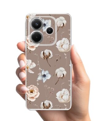 Etui do Xiaomi Redmi Note 14 4G przeźroczyste, silikonowe Flexi, akwarelowe kwiatki