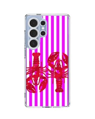 Etui do Samsung Galaxy S25 Ultra przeźroczyste, silikonowe Flexi, kraby z różowymi paskami