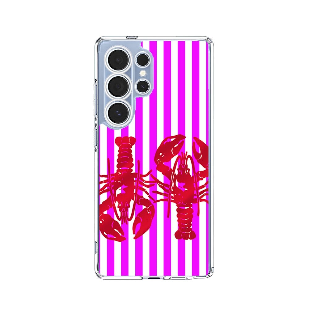 Etui do Samsung Galaxy S25 Ultra przeźroczyste, silikonowe Flexi, kraby z różowymi paskami