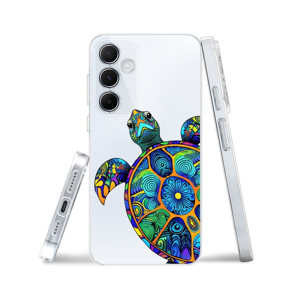 Etui do Samsung Galaxy M35 5G przeźroczyste, silikonowe Flexi, Dzika Mandala, Żółw - obrazek 3