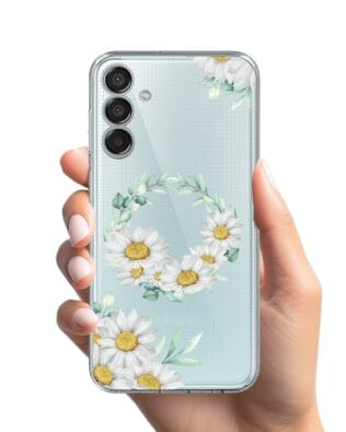 Etui do Samsung Galaxy M15 5G przeźroczyste, silikonowe Flexi, wianek stokrotek