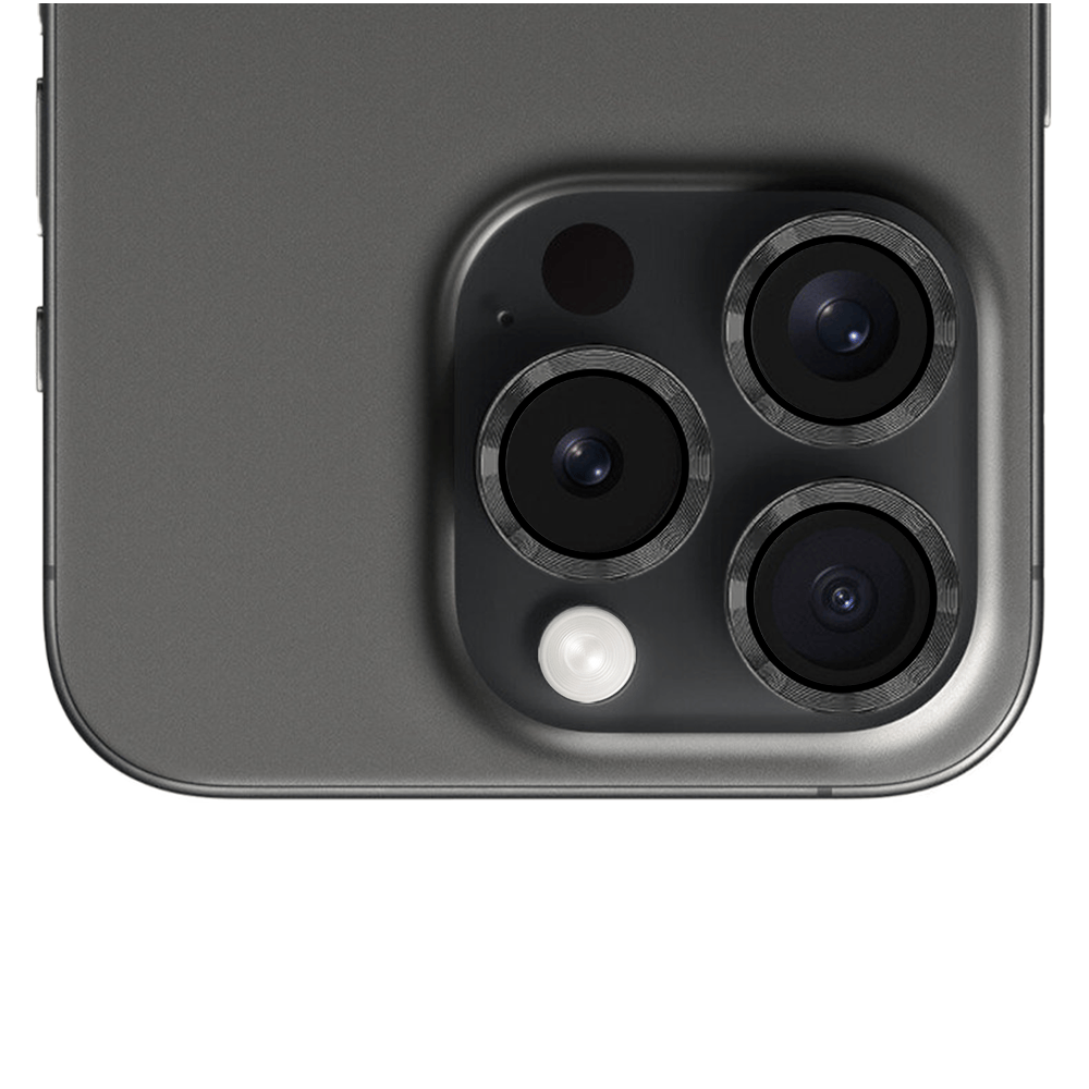 Metalowa osłona obiektywu aparatu ze szkła hartowanego 9H do iPhone 15 Pro, 1 zestaw, czarna - obrazek 5