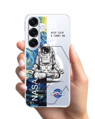 Etui do Samsung Galaxy S25 z MagSafe przeźroczyste, silikonowe Flexi, Keep Calm in Cosmos