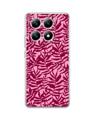 Etui do Xiaomi 14T Pro przeźroczyste, silikonowe Flexi, bordowe liście